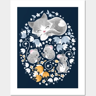 Cozy Cat and Mice Posters and Art